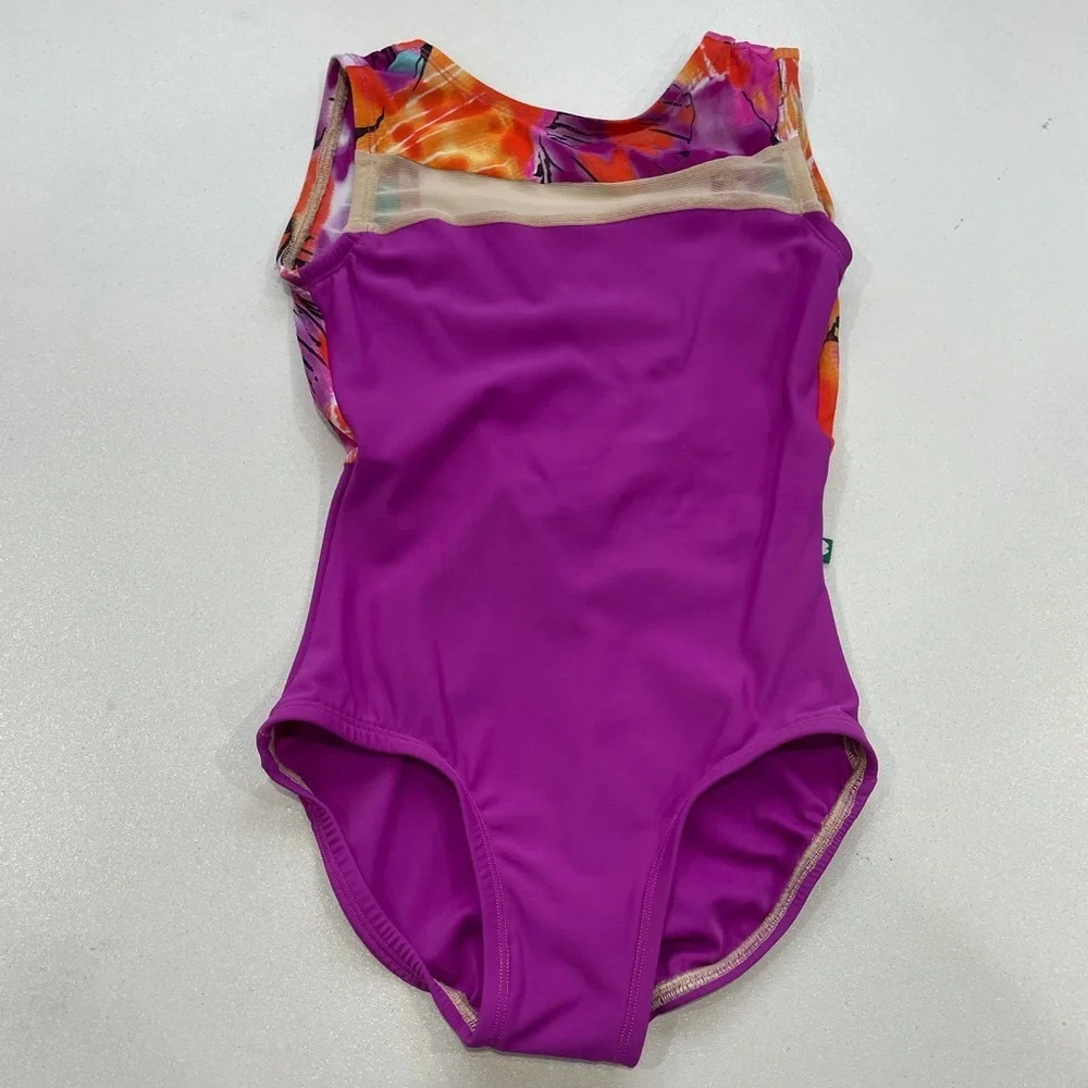 LuckyLeo Eclipse Womens Custom Fuschia Print Leotard XXS Extra Extra Small